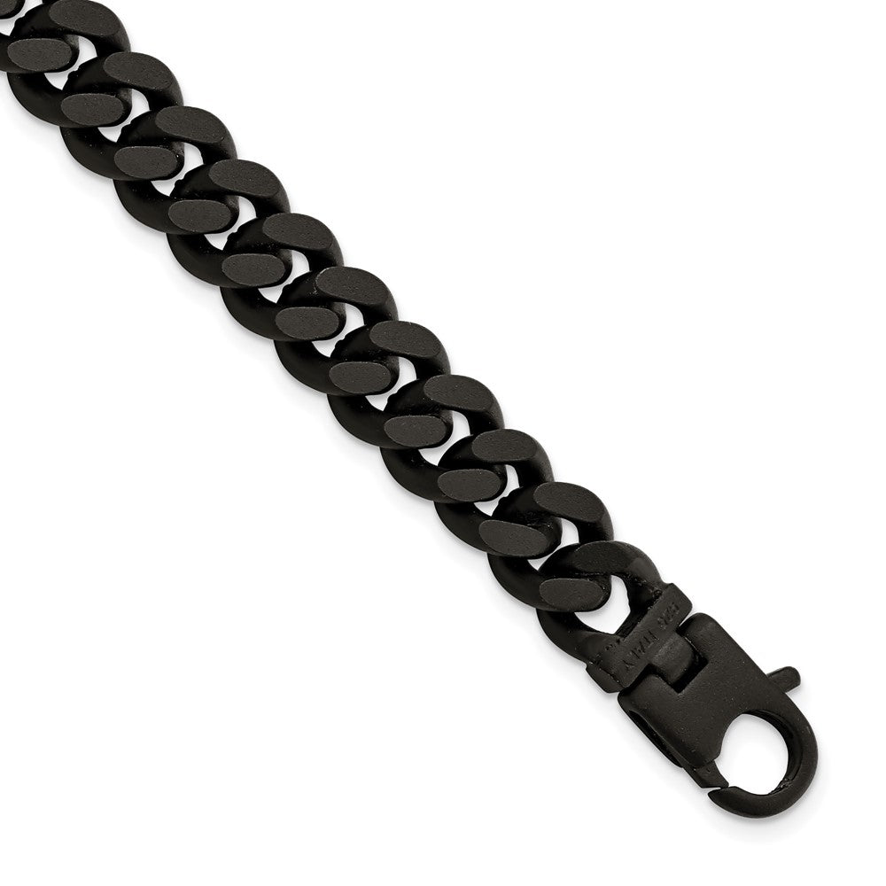 Sterling Silver Mens Matte Finish Black Ruthenium Curb Bracelet QG5735-8.5