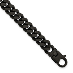 Sterling Silver Mens Matte Finish Black Ruthenium Curb Bracelet QG5735-8.5