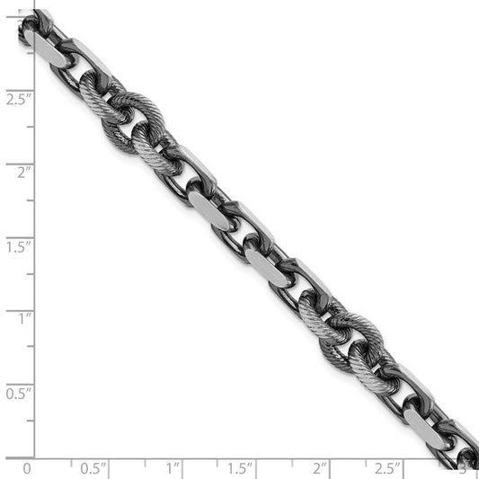 Sterling Silver Mens Antiqued Brushed Cable/Twisted Rolo Bracelet QG5736-8.5