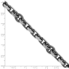 Sterling Silver Mens Antiqued Brushed Cable/Twisted Rolo Bracelet QG5736-8.5