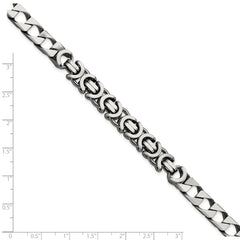 Sterling Silver Mens Antiqued Brushed Curb/Circles Bracelet QG5741-8.5