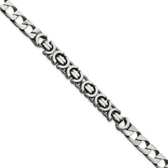 Sterling Silver Mens Antiqued Brushed Curb/Circles Bracelet QG5741-8.5