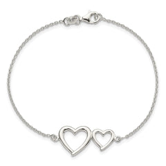 Sterling Silver Polished Two Hearts Bracelet QG5785-7.5