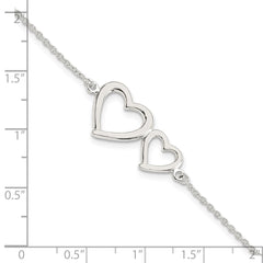 Sterling Silver Polished Two Hearts Bracelet QG5785-7.5