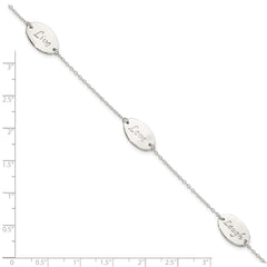 Sterling Silver Polished Live Laugh Love 7.5in Bracelet QG5792-7.5