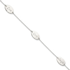 Sterling Silver Polished Live Laugh Love 7.5in Bracelet QG5792-7.5