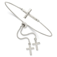 Sterling Silver Polished Cross Adjustable Bracelet QG5805