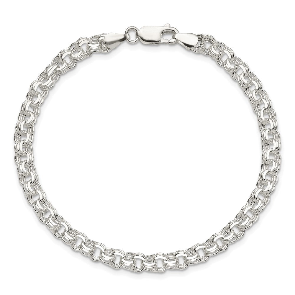 Sterling Silver Polished 5mm Triple Link Charm Bracelet QG5830-8