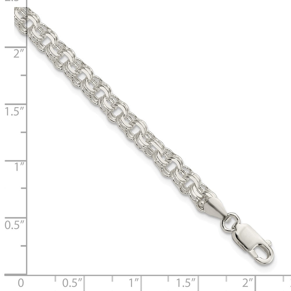 Sterling Silver Polished 5mm Triple Link Charm Bracelet QG5830-8