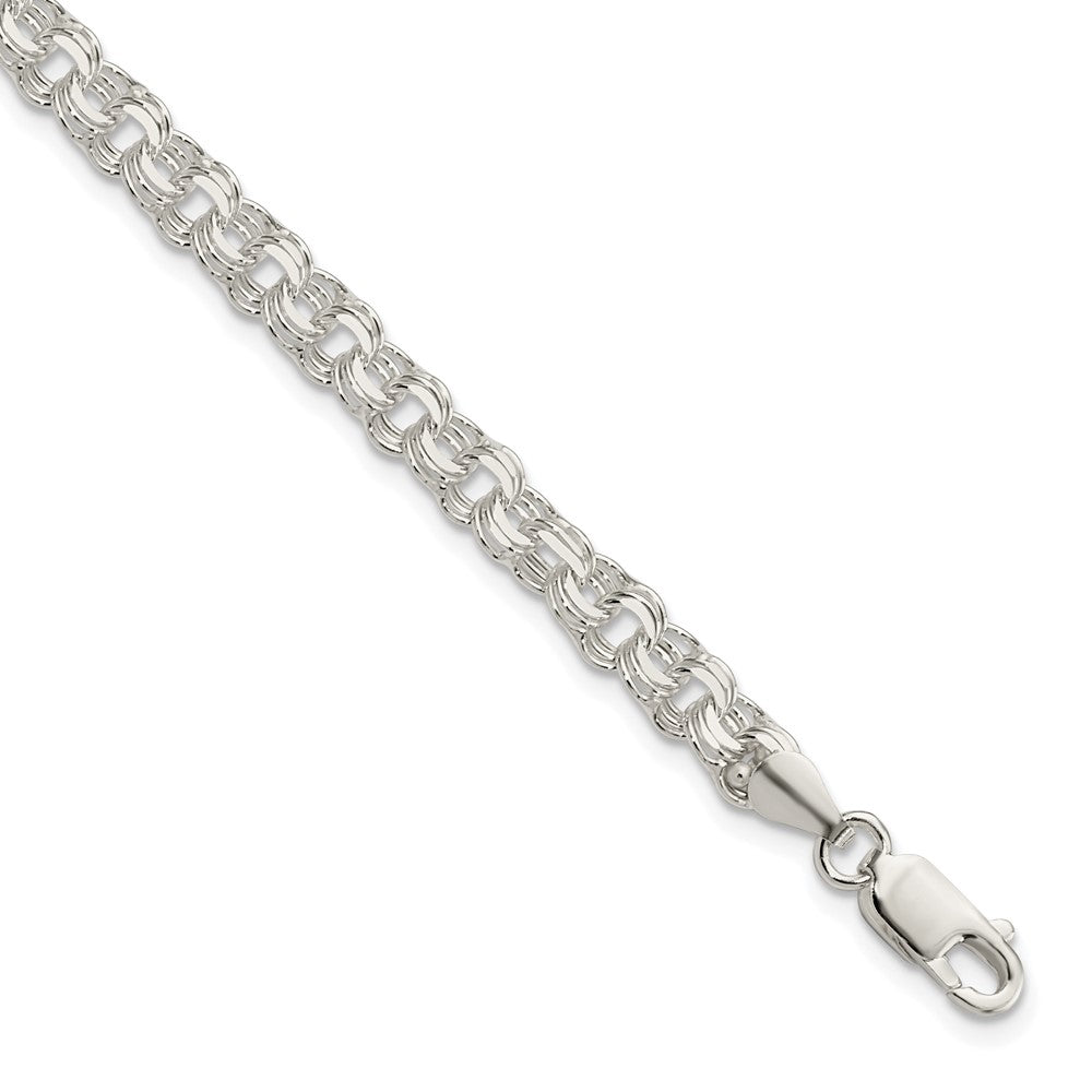Sterling Silver Polished 5mm Triple Link Charm Bracelet QG5830-8