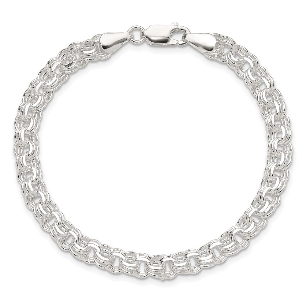 Sterling Silver Polished 6mm Triple Rolo Charm Bracelet QG5831-7