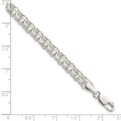 Sterling Silver Polished 6mm Triple Link Charm Bracelet QG5831-8