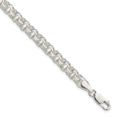 Sterling Silver Polished 6mm Triple Link Charm Bracelet QG5831-8