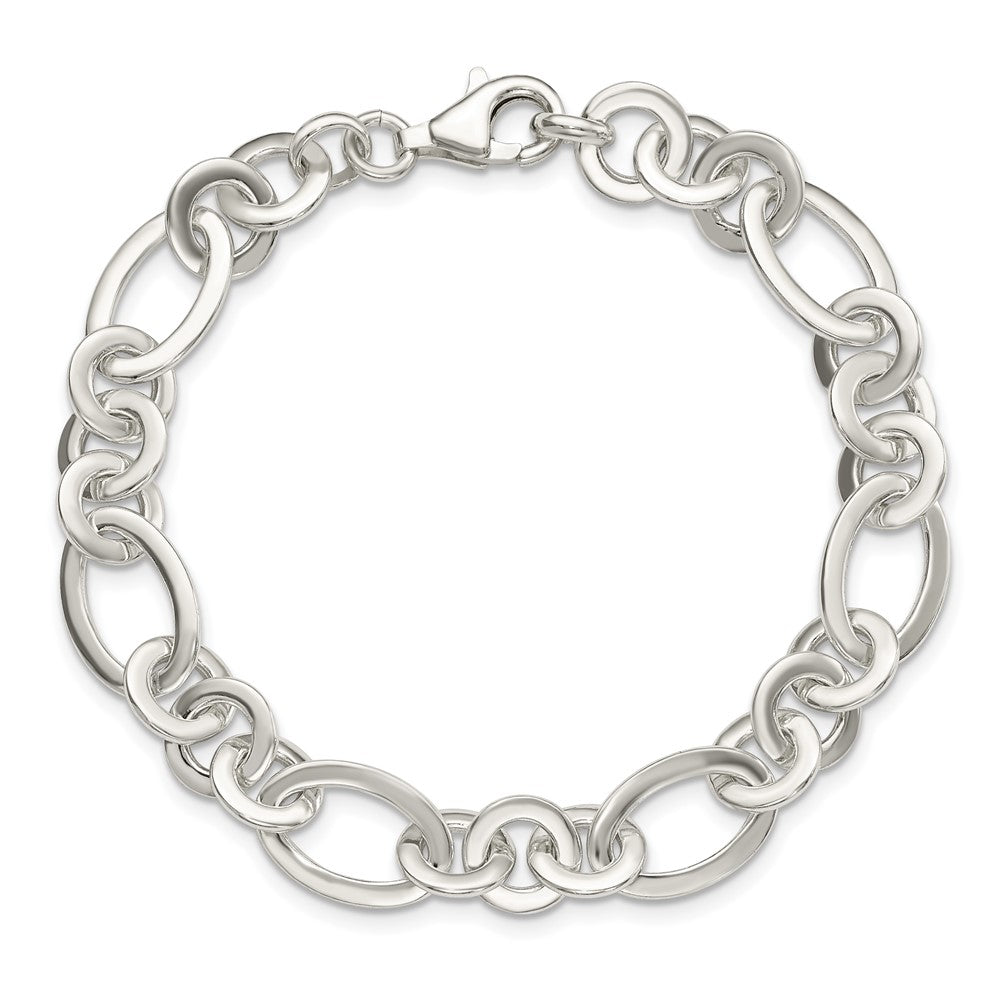 Sterling Silver Fancy Oval and Round Link Bracelet QG5834-7.5