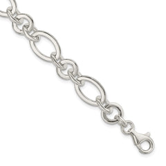 Sterling Silver Fancy Oval and Round Link Bracelet QG5834-7.5