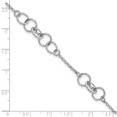 Sterling Silver Rhodium-plated Fancy Circles w/.5 in Ext Bracelet QG5843-6.5