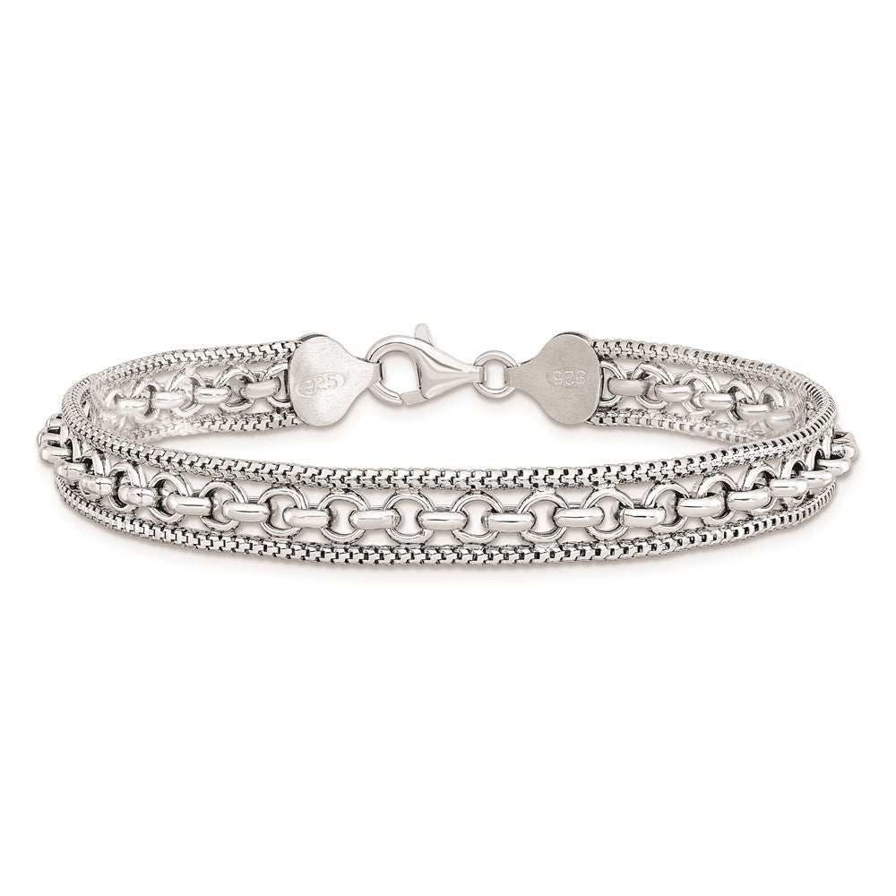 Sterling Silver Rhodium-plated Polished Bracelet QG5875-7.5