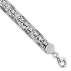 Sterling Silver Rhodium-plated Polished Bracelet QG5875-7.5