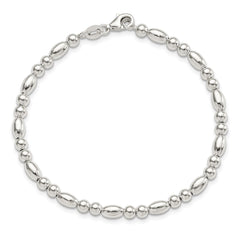 Sterling Silver Round and Oval Beaded Bracelet QG5886-7.5