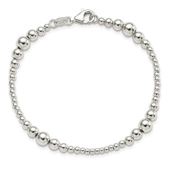 Sterling Silver Round Graduated Beaded Bracelet QG5887-7.5