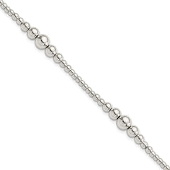 Sterling Silver Round Graduated Beaded Bracelet QG5887-7.5