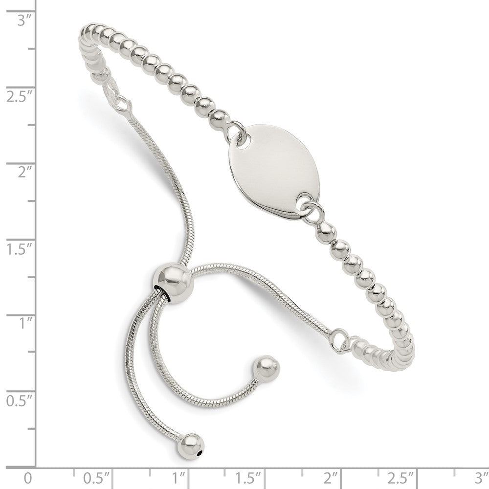 Sterling Silver Polished Beaded Adjustable Bracelet QG5891