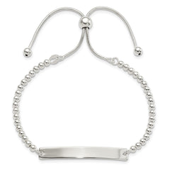 Sterling Silver Polished Beaded Adjustable ID Bracelet QG5892
