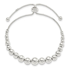Sterling Silver Polished Beaded Adjustable Bracelet QG5894