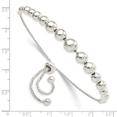 Sterling Silver Polished Beaded Adjustable Bracelet QG5894