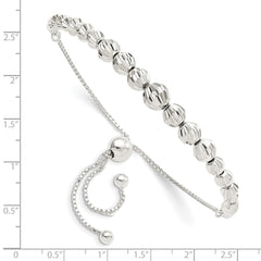 Sterling Silver Polished & D/C Beaded Adjustable Bracelet QG5895