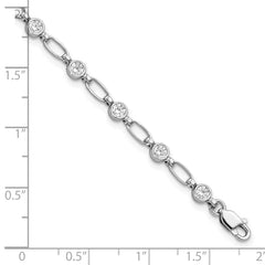 Sterling Silver Rhodium-plated Polished CZ Bracelet QG5900-7
