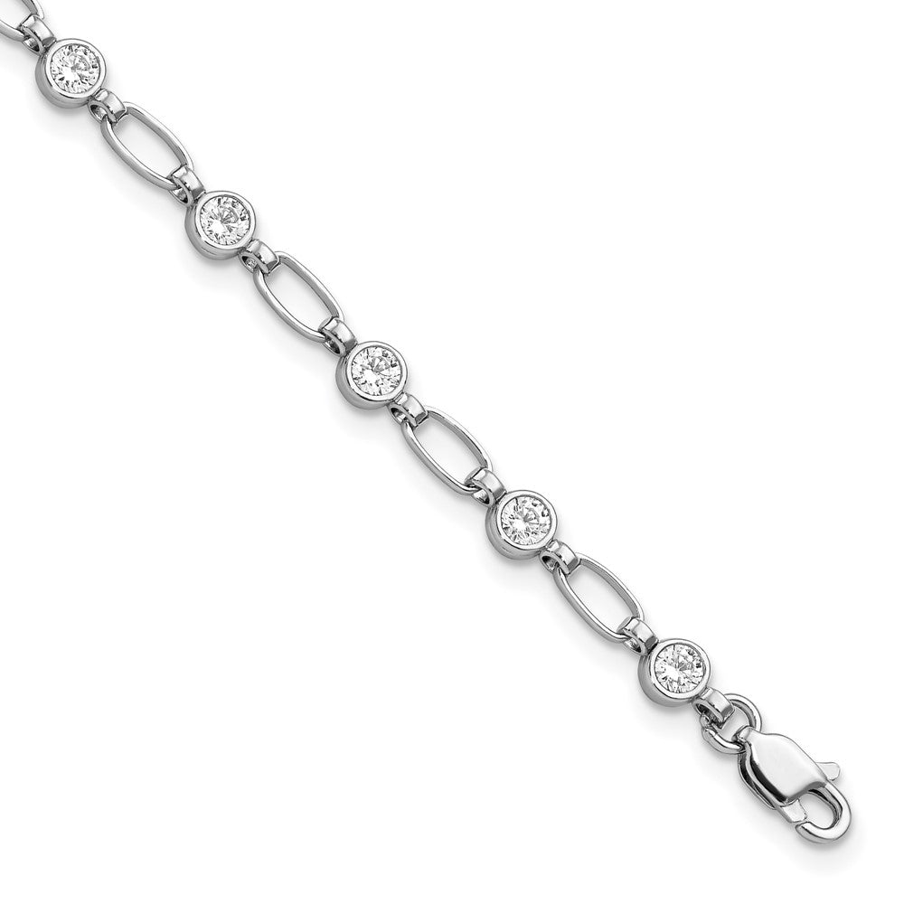 Sterling Silver Rhodium-plated Polished CZ Bracelet QG5900-7
