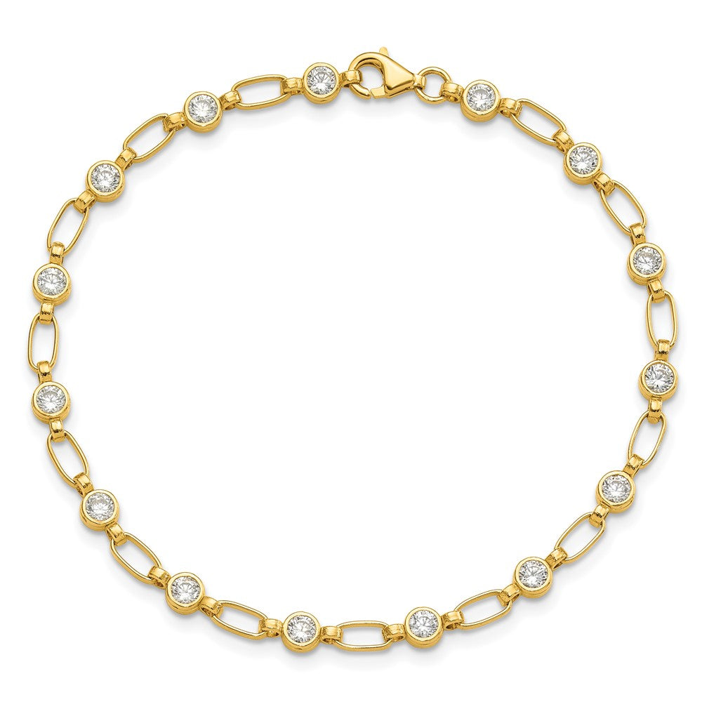 Sterling Silver Gold-tone Bezel CZ 7.5in  Bracelet QG5900GP-7.5