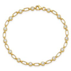 Sterling Silver Gold-tone Bezel CZ 7.5in  Bracelet QG5900GP-7.5