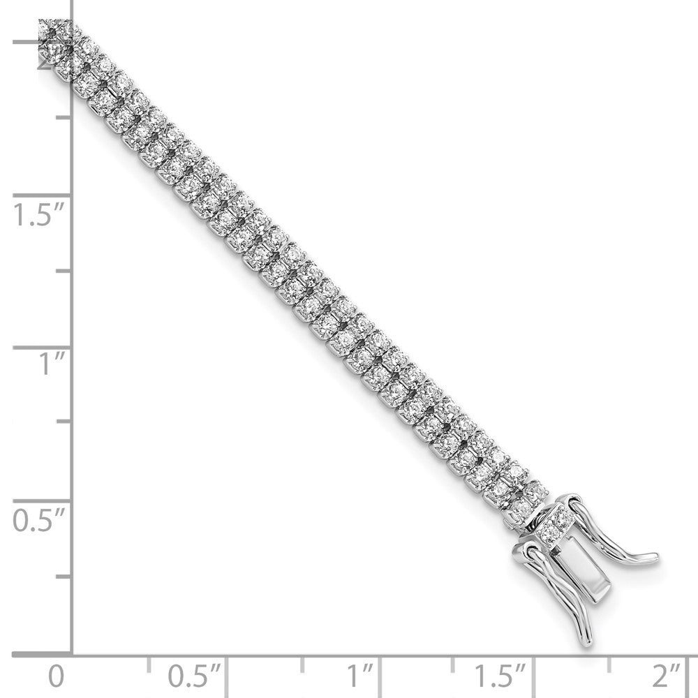 Sterling Silver Rhodium-plated 2-Row CZ Tennis Bracelet QG5902-7.5