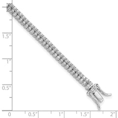 Sterling Silver Rhodium-plated 2-Row CZ Tennis Bracelet QG5902-7.5