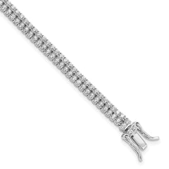 Sterling Silver Rhodium-plated 2-Row CZ Tennis Bracelet QG5902-7.5