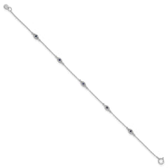 Sterling Silver Rhodium-plated Polished Blue & White CZ Eyes Bracelet QG5915-7.5