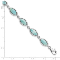 Sterling Silver Rhodium-plated Polished Marquise Shape Larimar Bracelet QG5923-8