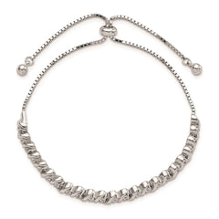 Sterling Silver Polished Rhodium-plated CZ Adjustable Bracelet QG5951