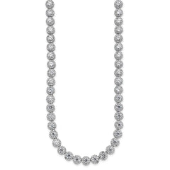 Sterling Silver Rhodium-plated Round Halo CZ Necklace QG5958-17