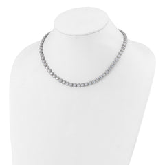 Sterling Silver Rhodium-plated Round Halo CZ Necklace QG5958-17
