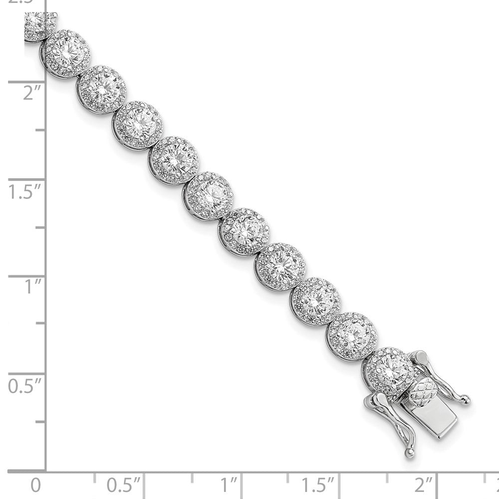 Sterling Silver Rhodium-plated Polished Round CZ Tennis Bracelet QG5958-7.5