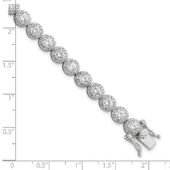 Sterling Silver Rhodium-plated Polished Round CZ Tennis Bracelet QG5958-7.5