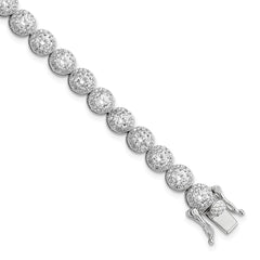Sterling Silver Rhodium-plated Polished Round CZ Tennis Bracelet QG5958-7.5