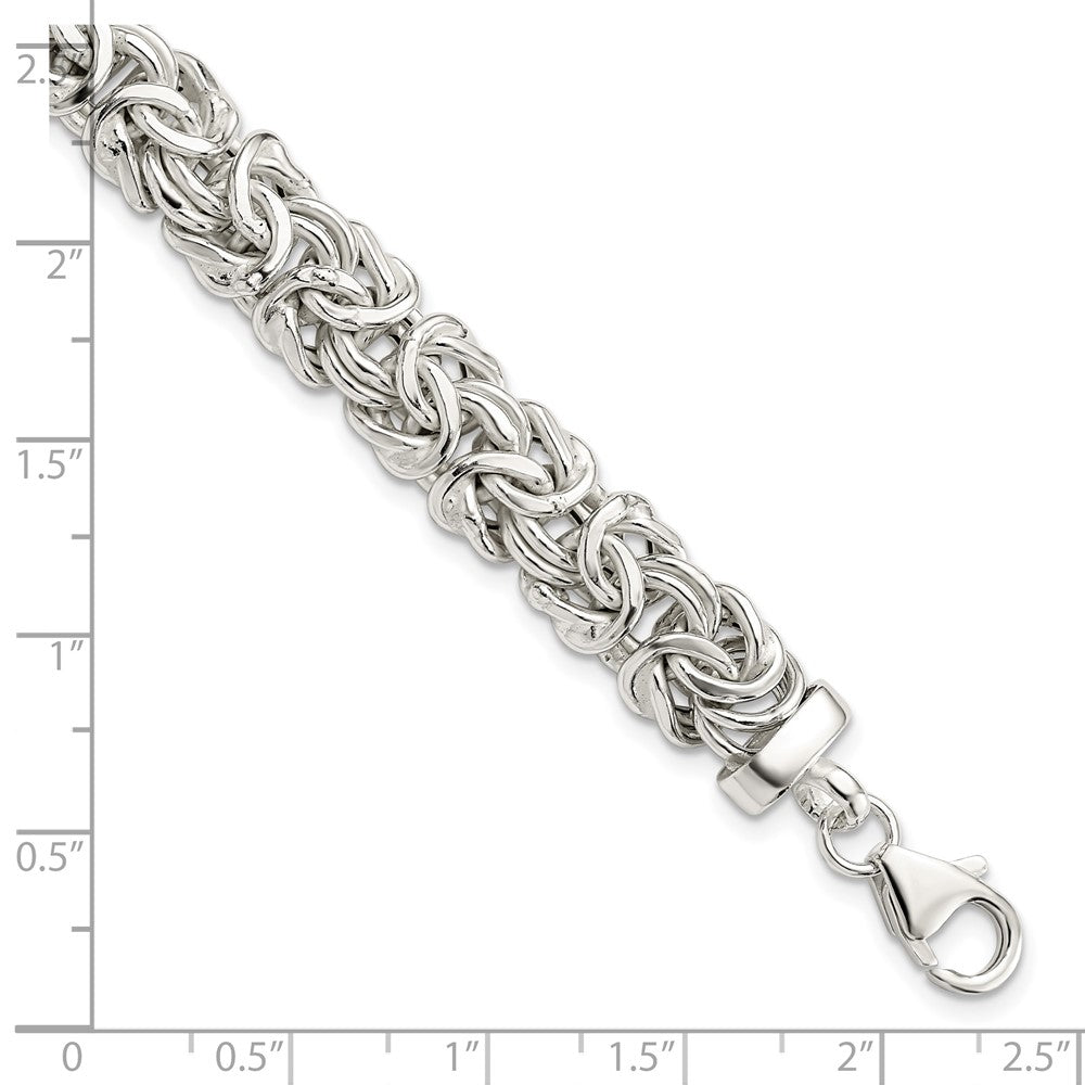 Sterling Silver Polished 9.3mm Flat Byzantine 7in Chain QG5962-7