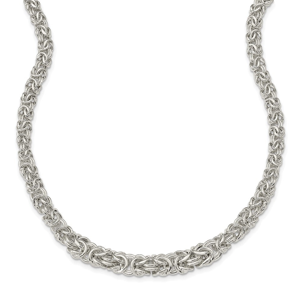 Sterling Silver Polished Byzantine Graduated Link Necklace QG5963-17