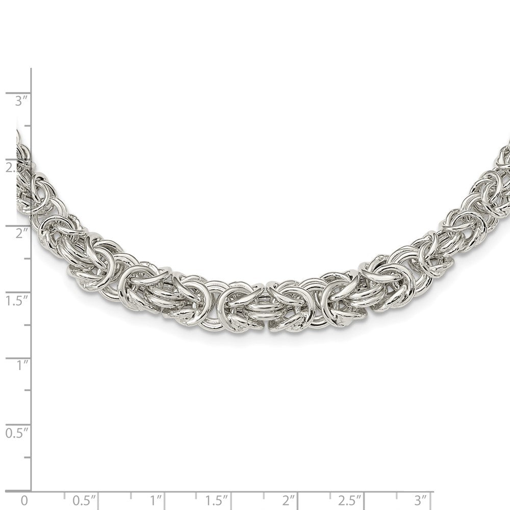 Sterling Silver Polished Byzantine Graduated Link Necklace QG5963-17