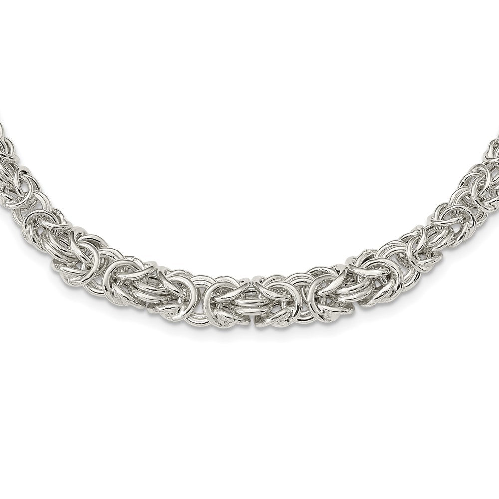 Sterling Silver Polished Byzantine Graduated Link Necklace QG5963-17