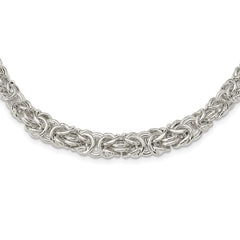 Sterling Silver Polished Byzantine Graduated Link Necklace QG5963-17